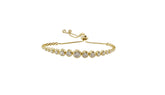 Charming Tennis Bracelet Yellow Gold Colour 925 Sterling Silver studded with 5mm to 2mm CZ Toggle / Slider